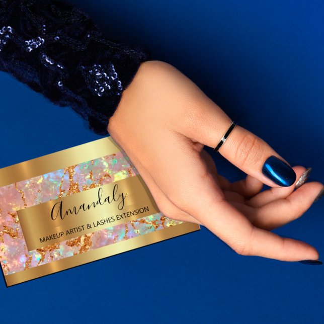 Holograph Gold Marble Copper Frame Event  Business Card (Holograph Gold Marble Copper Frame Event Business Card)