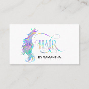 Holograph Hair stylist typography hair extension Business Card