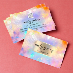 Holograph Logo QR Code Shop Makeup Nails Business Card