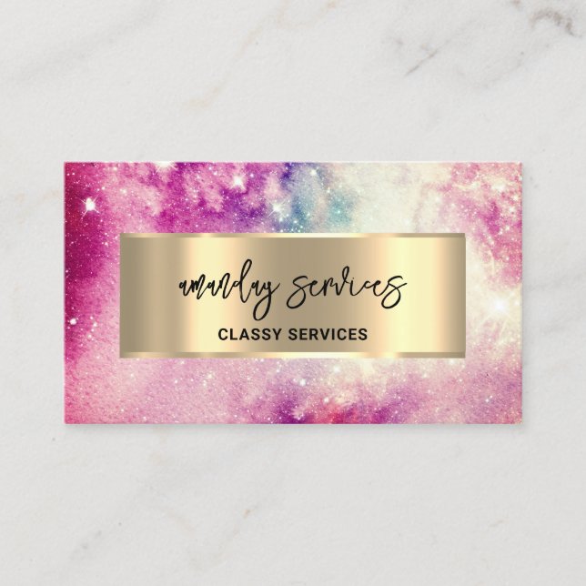 Holograph Logo QR Code Shop Stars Galaxy Business  Card (Front)
