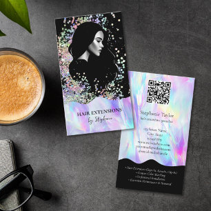 Holograph Luxury Hair Stylist Extensions Wig Photo Business Card