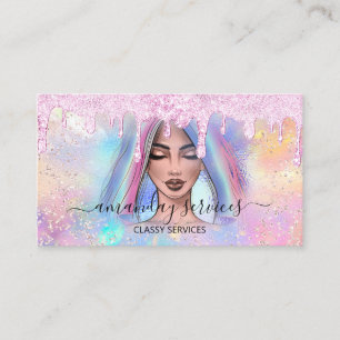 Holograph Makeup Lash Boutique Gold Wax Drip QR Business Card