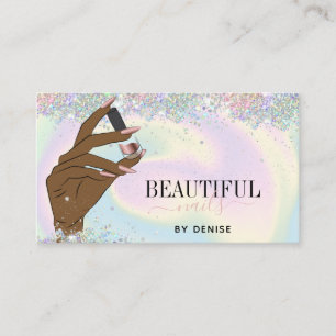 holograph nail salon woman hand nails technician b business card