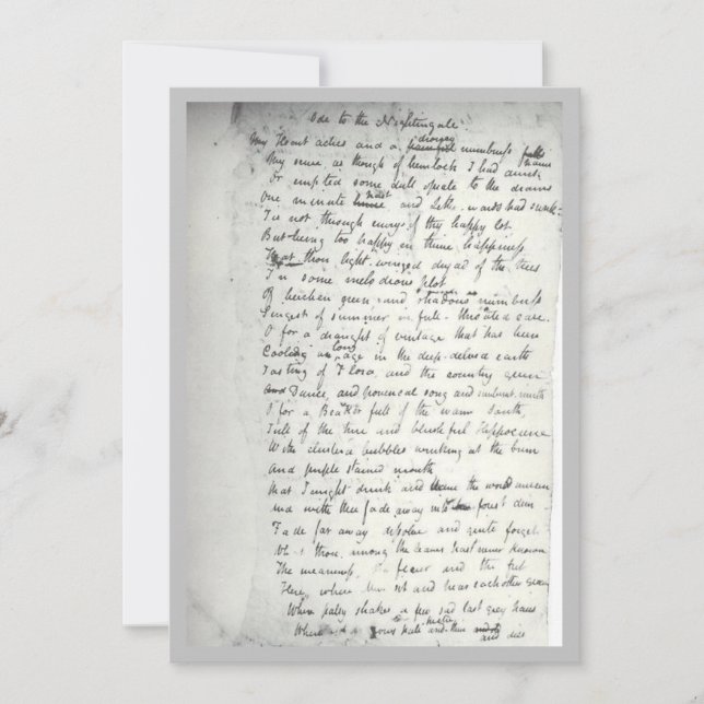 Holograph of Keats's Ode to a Nightingale (Front)