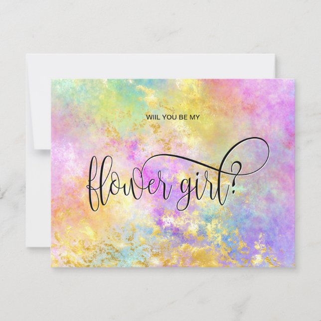 holograph opal will you be my flower girl?  invitation (Front)