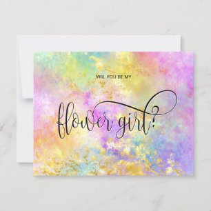 holograph opal will you be my flower girl? invitation
