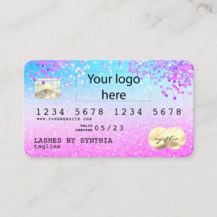 Holograph Pastel unicorn Modern Credit Card LOGO