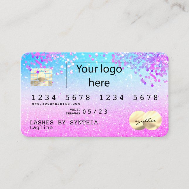 Holograph Pastel unicorn Modern Credit Card LOGO (Front)