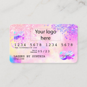 Holograph Pastel unicorn Modern Credit Card LOGO