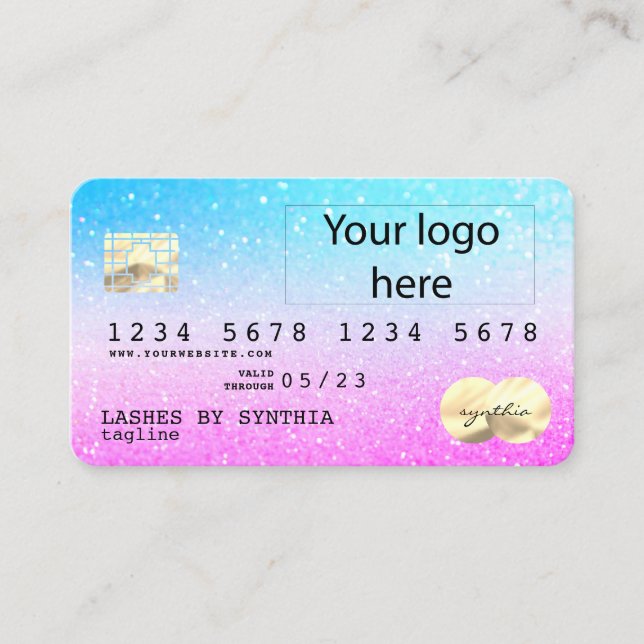 Holograph Pastel unicorn Modern Credit Card LOGO (Front)