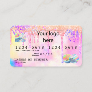 Holograph Pastel unicorn Modern Credit Card LOGO