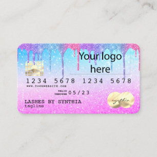 Holograph Pastel unicorn Modern Credit Card LOGO