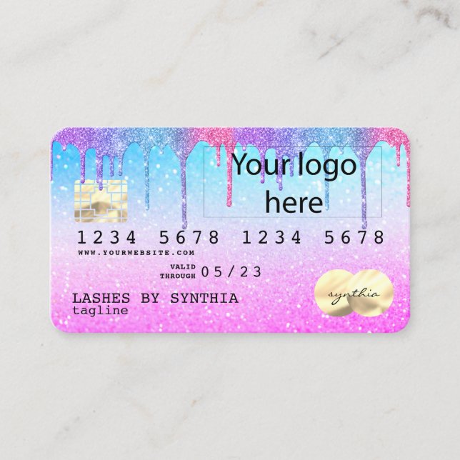 Holograph Pastel unicorn Modern Credit Card LOGO (Front)