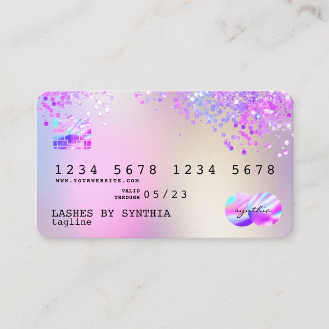 Holograph Pastel unicorn Modern Credit Card Style (Front)