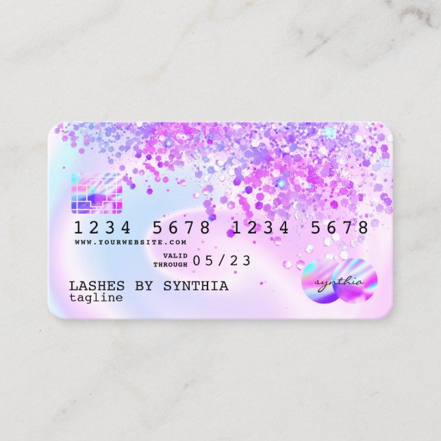 Holograph Pastel unicorn Modern Credit Card Style (Front)