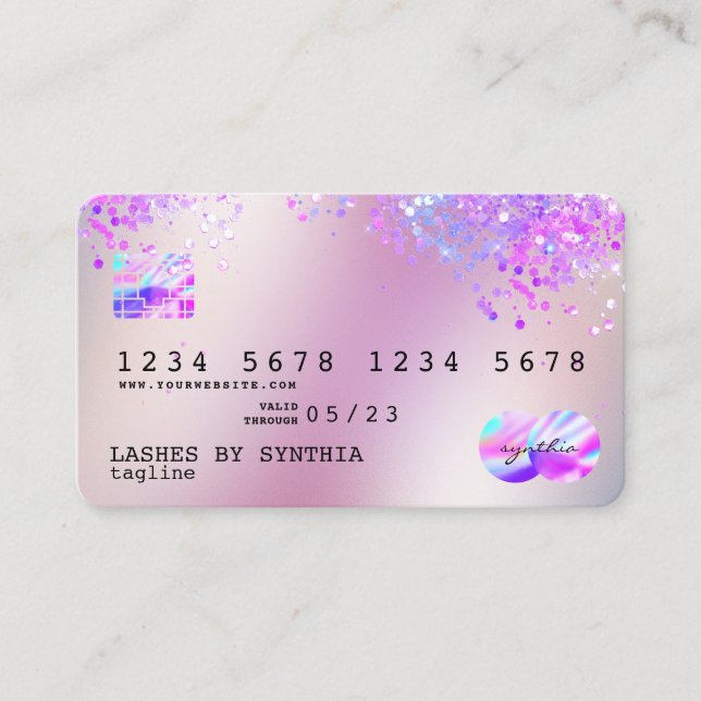 Holograph Pastel unicorn Modern Credit Card Style (Front)