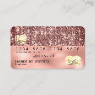 Holograph rose gold glitter Modern Credit Card