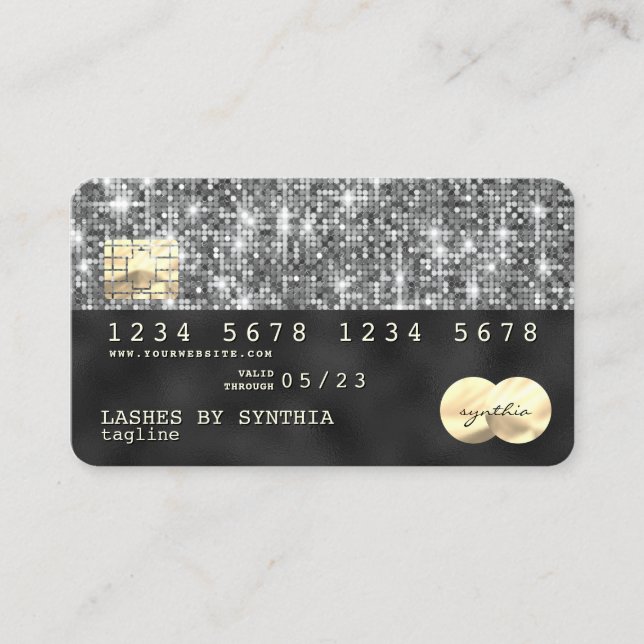 Holograph silver glitter Modern Credit Card (Front)