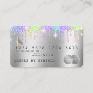 Holograph Silver Unicorn Dripping Credit Card Lash