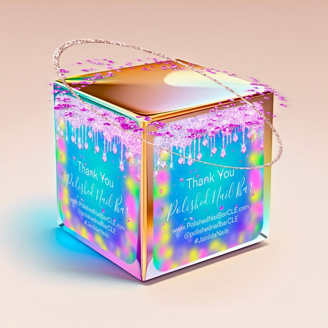 Holograph Thank You Diamond Drip Nails Hot Pink Square Sticker (Holograph Thank You Diamond Drip Nails Hot Pink Square Sticker)