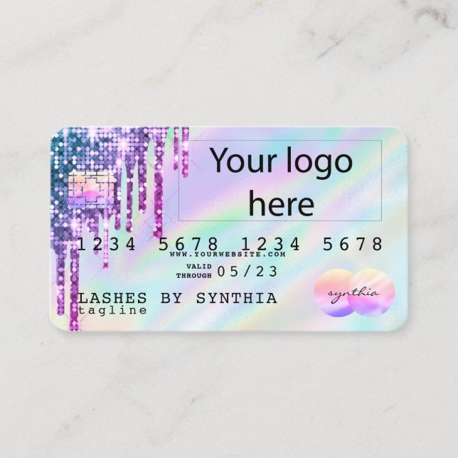Holograph Unicorn Dripp Credit Card add your logo (Front)