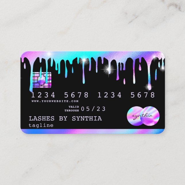Holograph  unicorn Drips Modern Credit Card (Front)