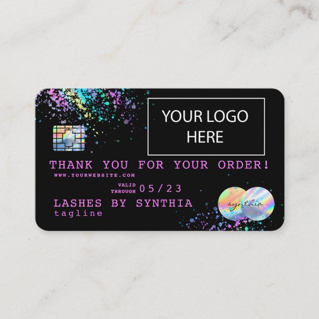 Holograph Unicorn Drips THANK YOU Credit Card  (Front)