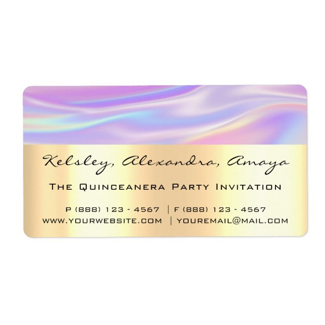 Holograph Unicorn Gold  Bridal Purple Sweet 16th (Front)