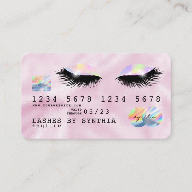Holograph Unicorn Pink Credit Card eyes lashes (Front)