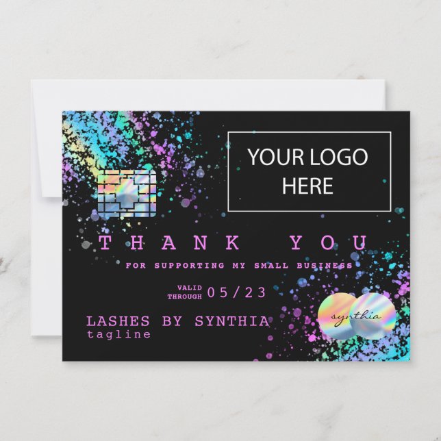 Holograph UnicornTHNK YOU Credit Card add  logo (Front)