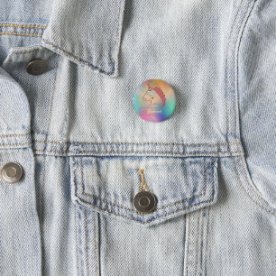 Holographic 3D Unicorn Custom Name   3 Cm Round Badge