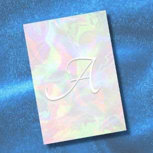 Holographic abstract opal gradient foil monogram post-it notes