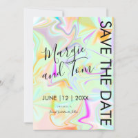 Holographic Abstract Typography Save the Date