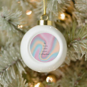 Holographic Aesthetic Ceramic Ball Christmas Ornament