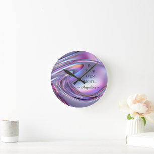 Holographic Aesthetic Round Clock