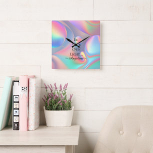 Holographic Aesthetic Square Wall Clock
