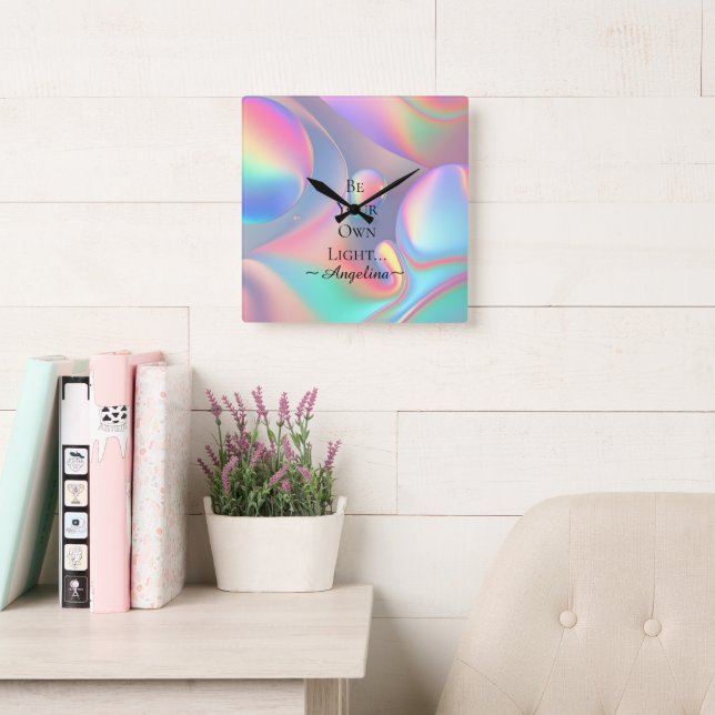 Holographic Aesthetic Square Wall Clock (Reading Room)