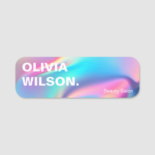 Holographic Aesthetician Beauty Salon Spa Makeup Name Tag