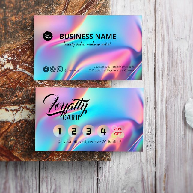Holographic Aesthetician Elegant Script Calligraph Loyalty Card (Holographic Aesthetician Elegant Script Calligraph Loyalty Card)