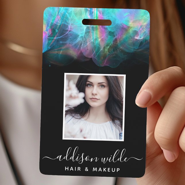 Holographic Alcohol Ink Business ID ID Badge (Creator Uploaded)
