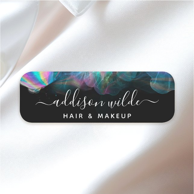 Holographic Alcohol Ink Business Name Tag (Creator Uploaded)