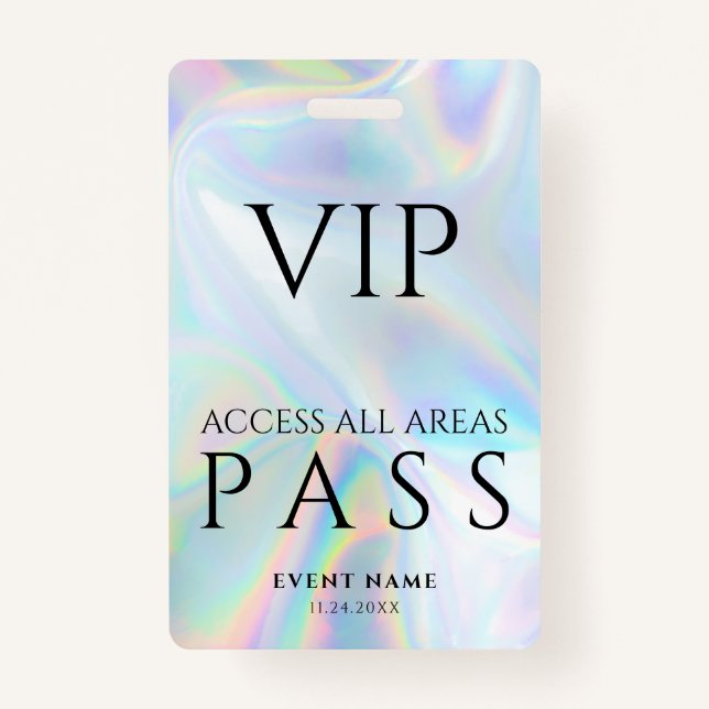 Holographic All Access VIP Pass Concert Event ID Badge (Front)