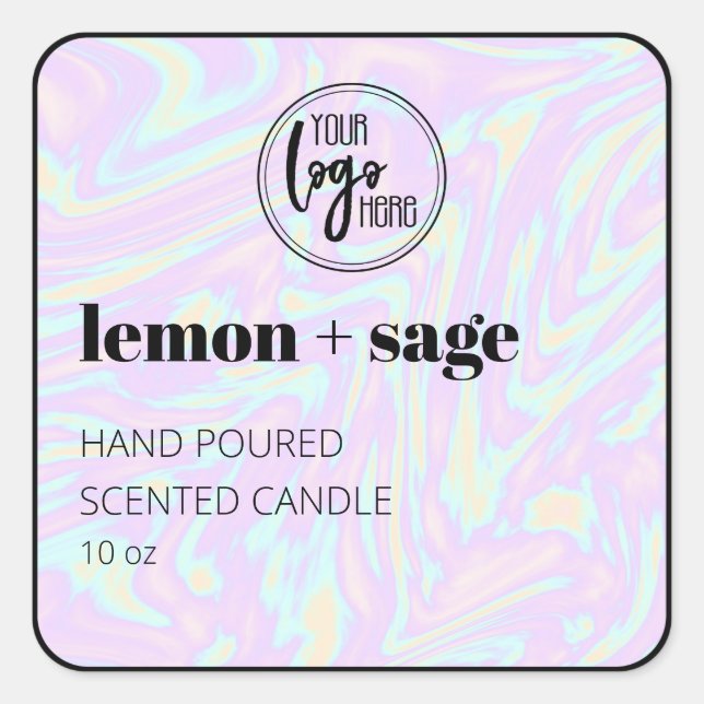 Holographic And Black Your Logo Candle Label (Front)