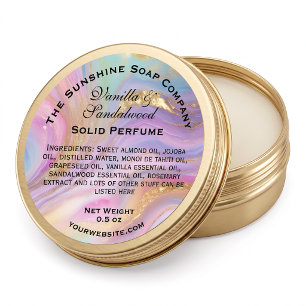 Holographic and Gold Marbled Solid Perfume Label