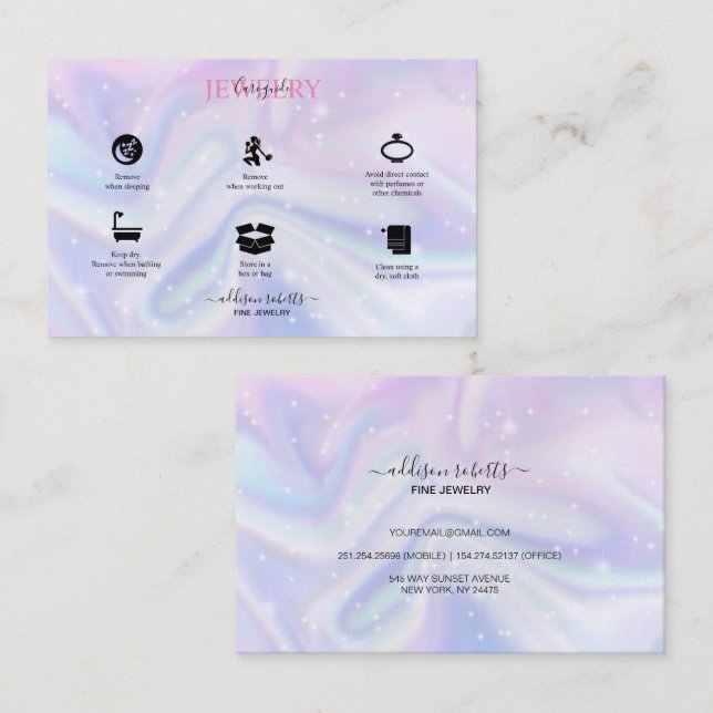 Holographic Background Hologram Neon Candle Care  Business Card (Front/Back)