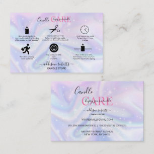 Holographic Background Hologram Neon Candle Care  Business Card