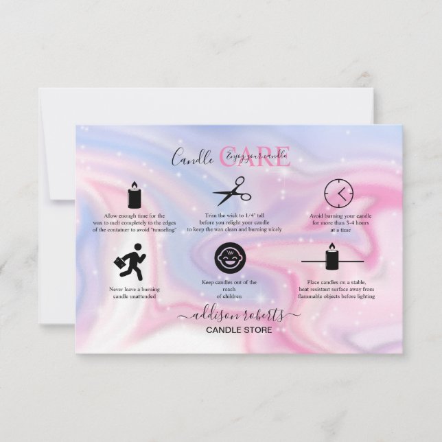 Holographic Background Hologram Neon Candle  Thank You Card (Front)