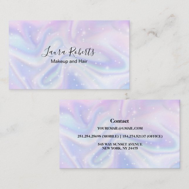 Holographic Background Hologram Neon Overlay Business Card (Front/Back)