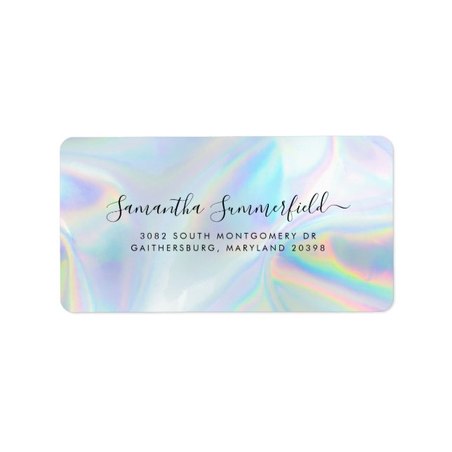 Holographic Beautician Salon Modern Label (Front)