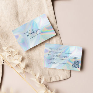 Holographic Beauty Salon QR Code Script Thank You Business Card